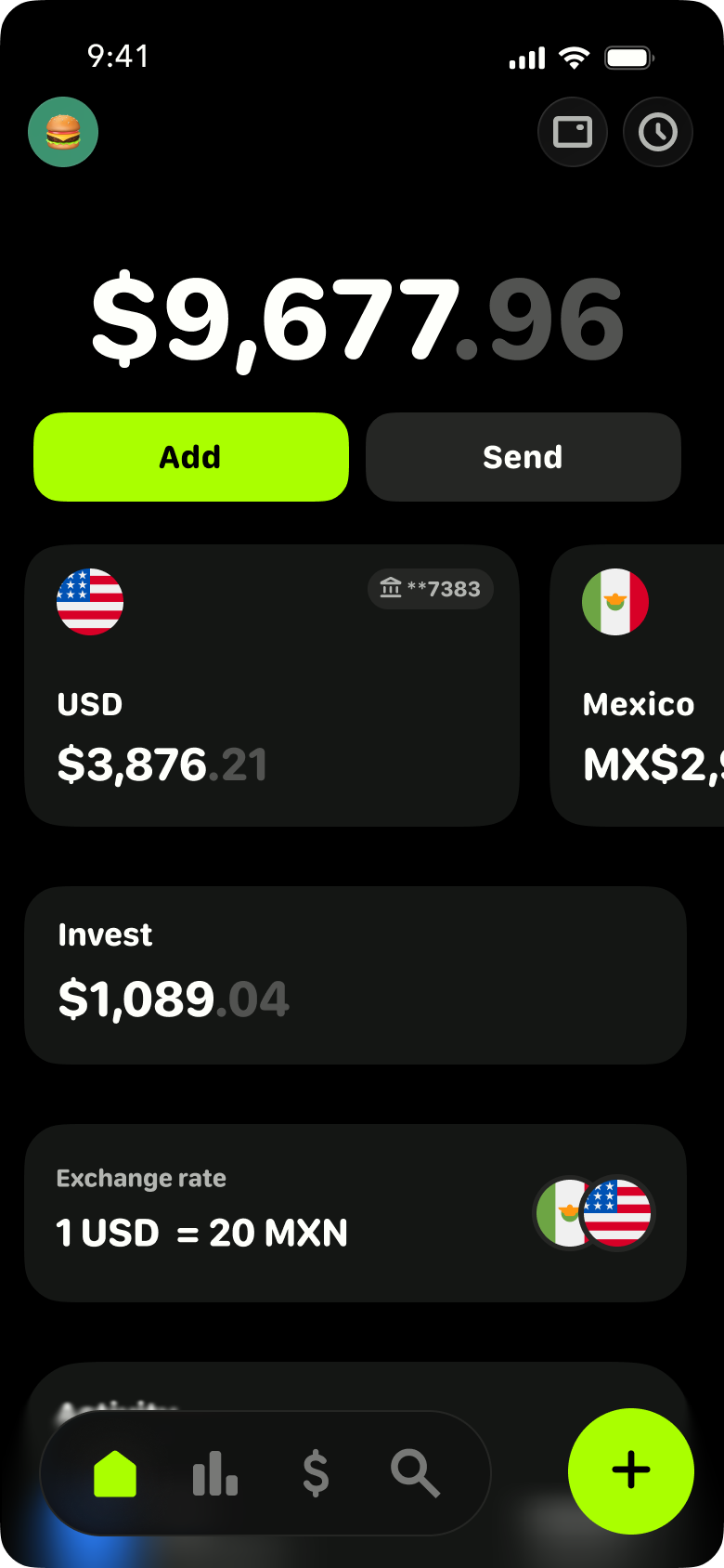 The Avvio app home screen